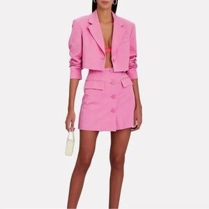 NWT Derek Lam 10 Crosby Bellamy pink A-line button-front mini skirt Size 6
